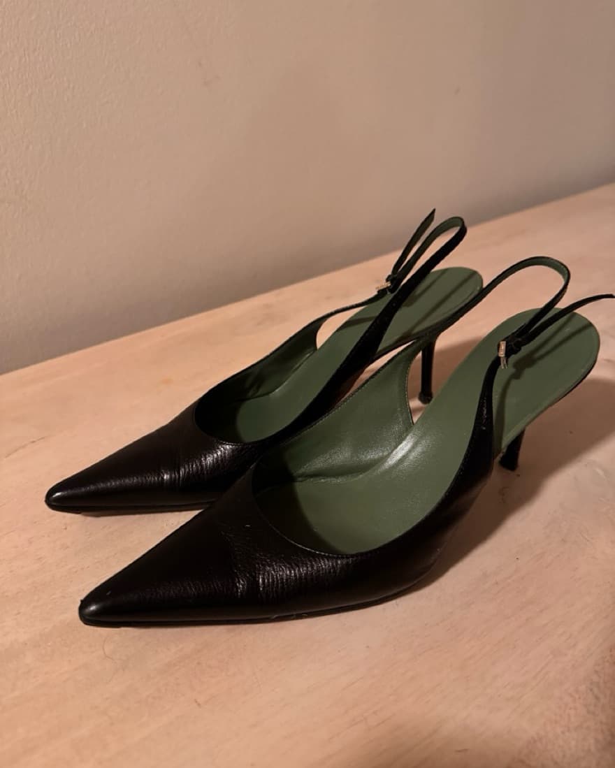 Gucci Black Sling Back Heels Size 39 - Image 3