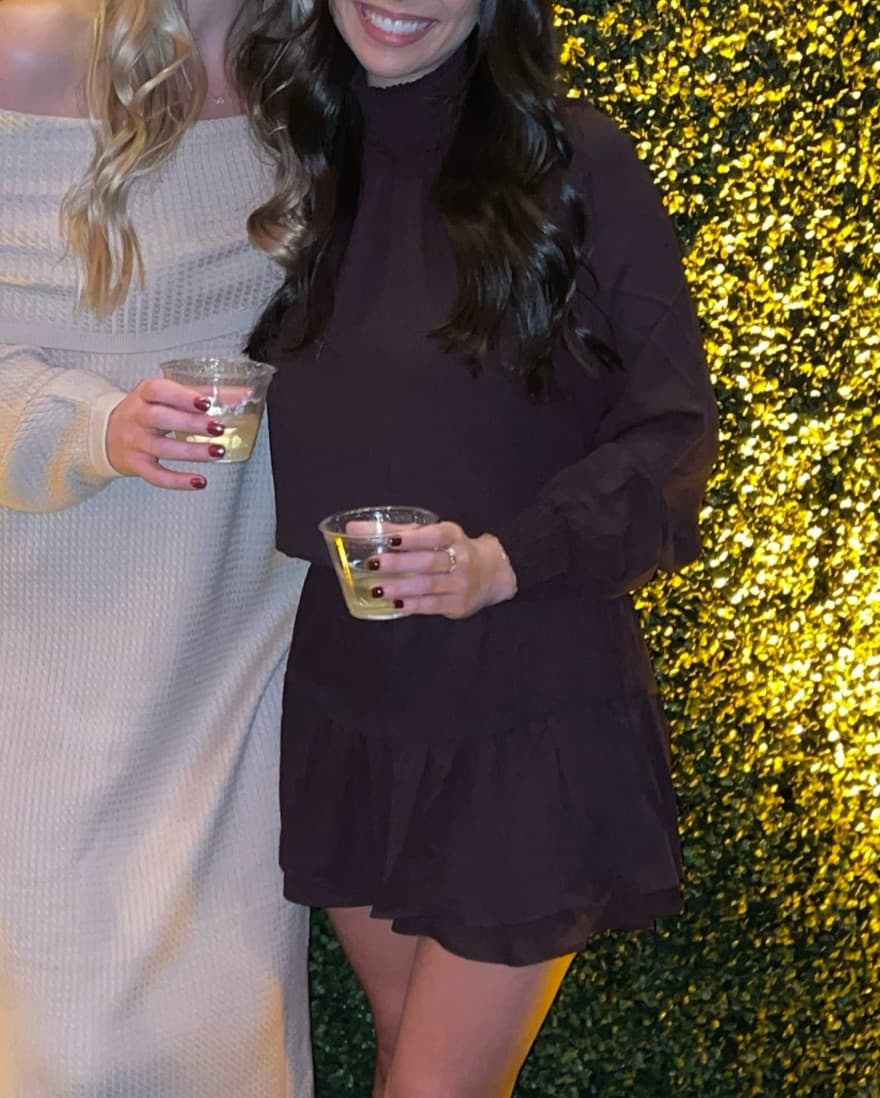 Brown Smocked Turtleneck Dress - Image 2