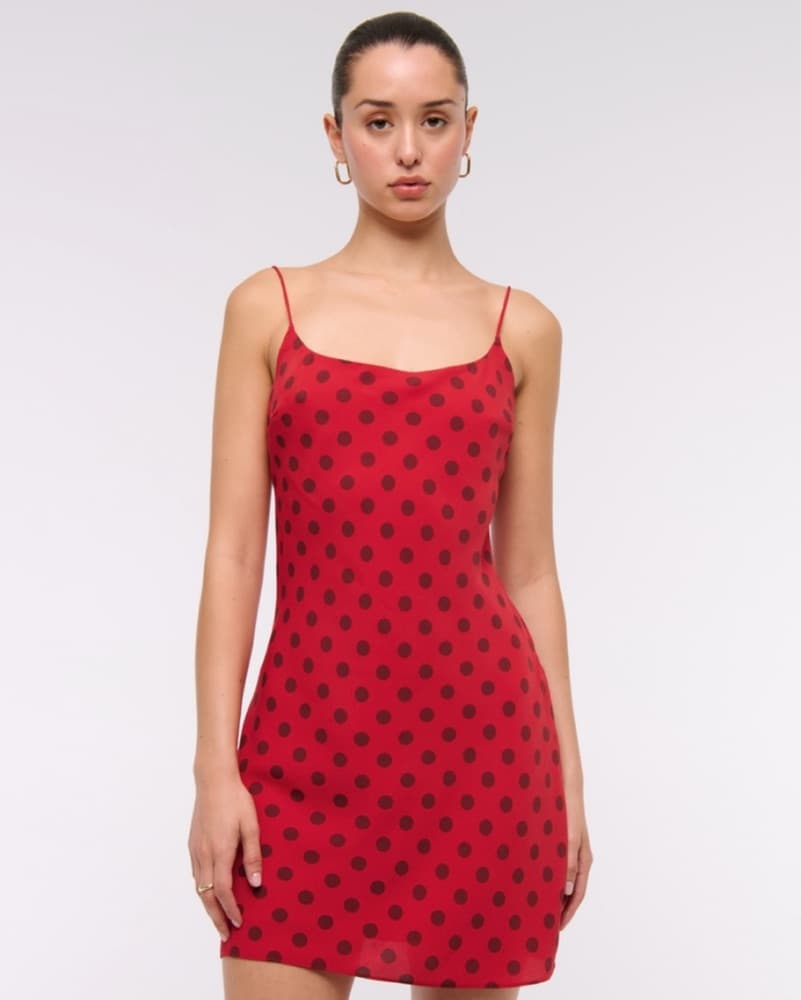 Red Polka Dot Mini Slip Dress  - Image 1