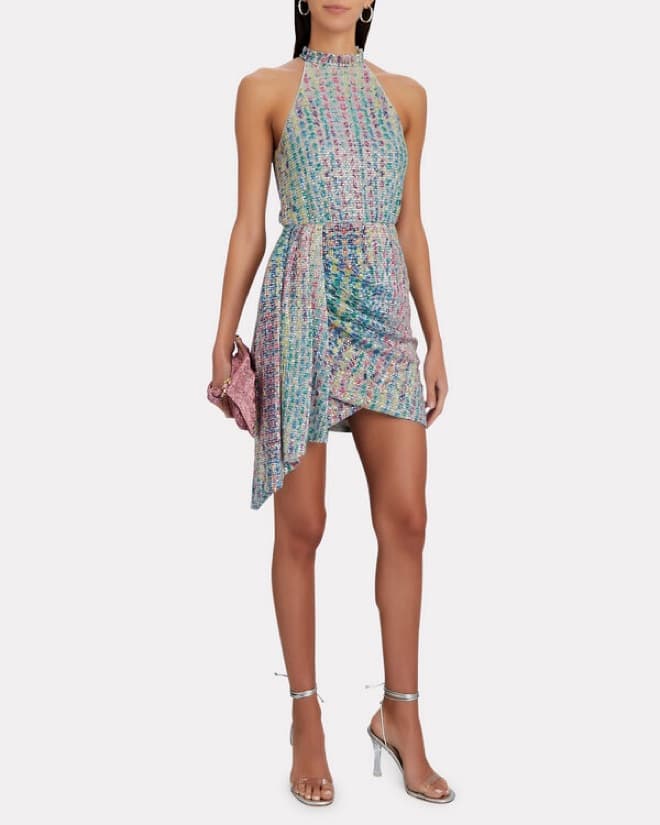 Saylor Loni Draped Sequined Mini Dress - Image 1