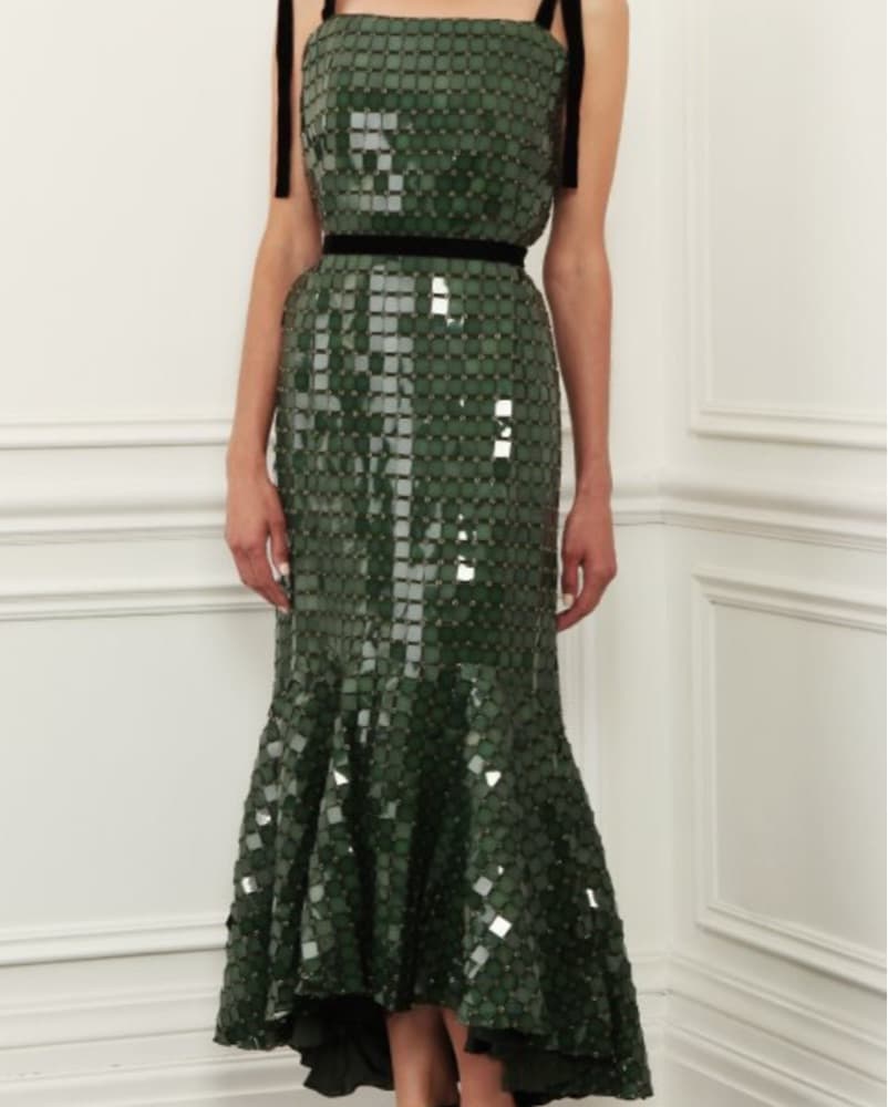 Johanna Ortiz Emerald Sequin Maxi Dress - Image 3
