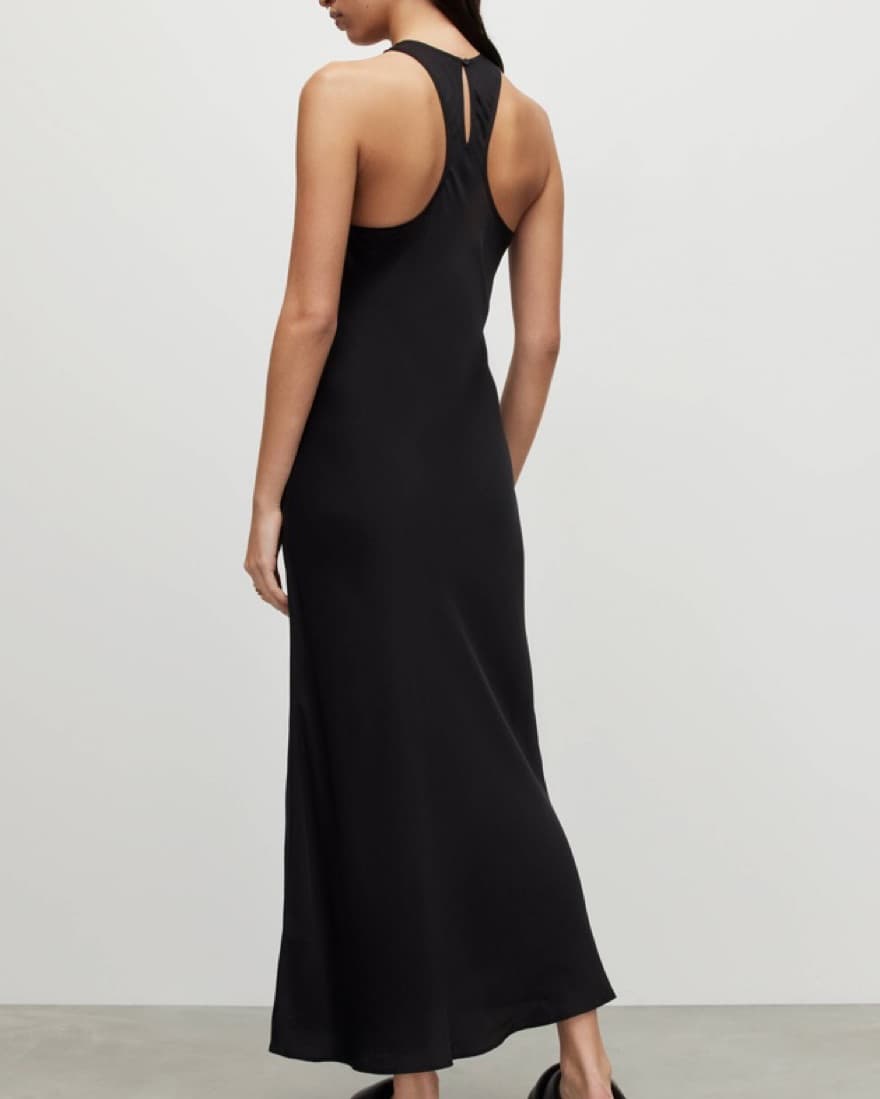 Black Silk Maxi Dress - Image 2
