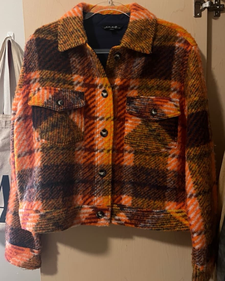 Charlie B Orange Plaid Wool Jacket - Image 2