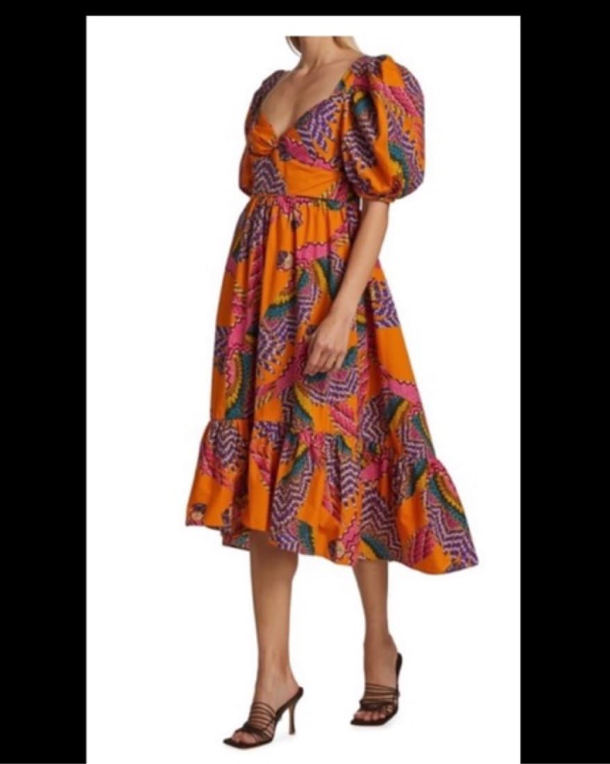 Farm Rio Macaw Puff Sleeve Midi Dress - Image 2