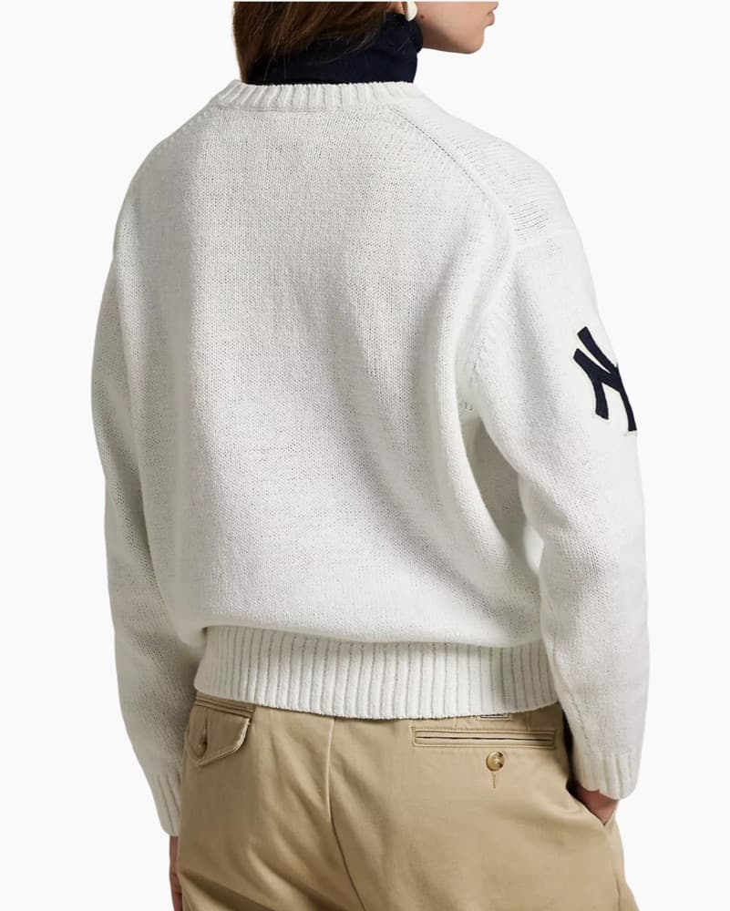 White RL Polo Bear Yankees Sweater - Image 5