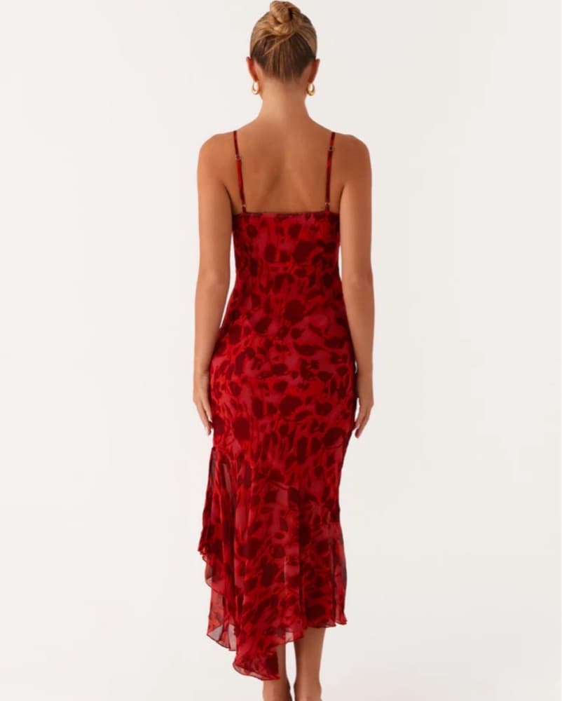 Peppermayo Red Floral Midi Dress - Image 2