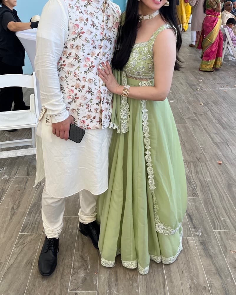 Sage Green Lashkara Lehenga - Image 1