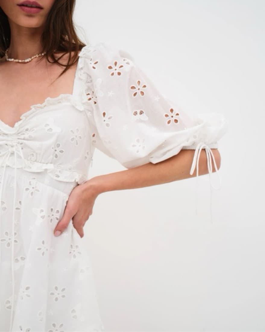 Fletcher mini dress puff sleeve eyelet - Image 5