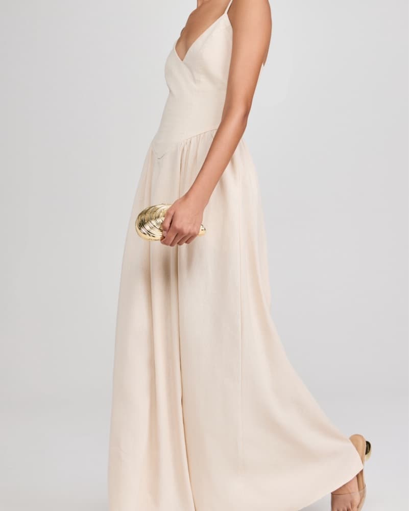 Elegant Tan linen Dress - Image 4