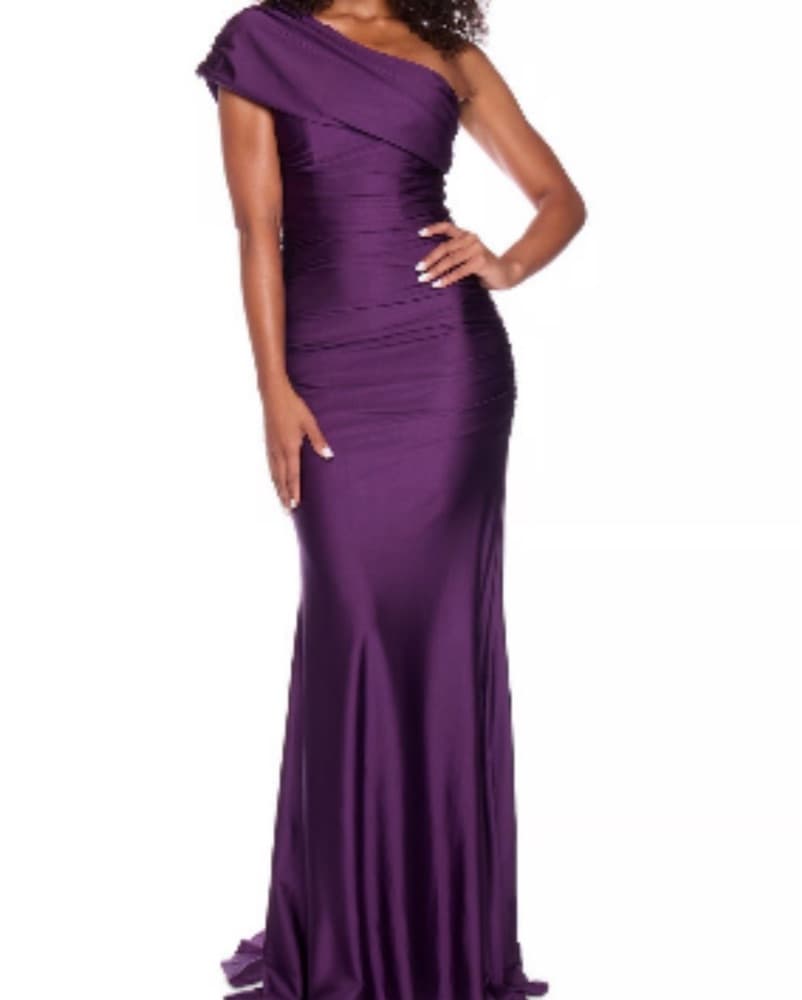 Stunning One-Shoulder Purple Gown - Image 2