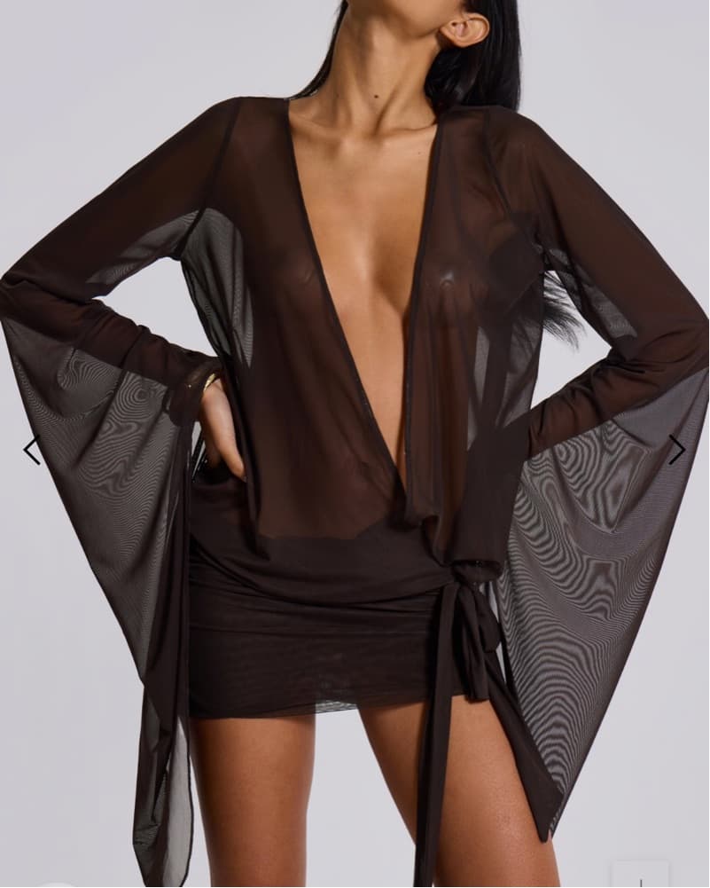 Jaded London Aria Mesh Plunge Mini Dress - Image 2