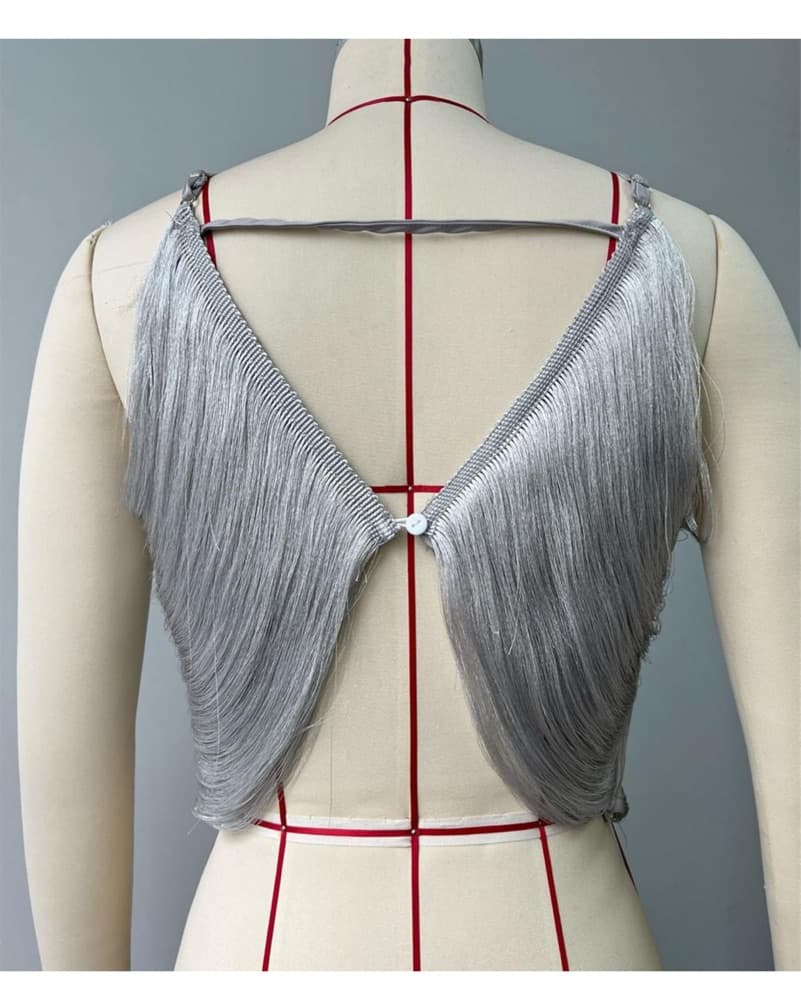 Silver Fringe Halter Top - Image 3