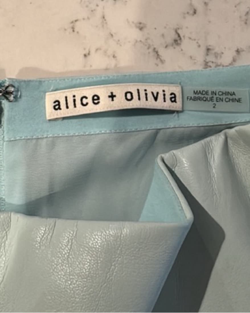 Blue Alice + Olivia Leather Mini Skirt - Image 3