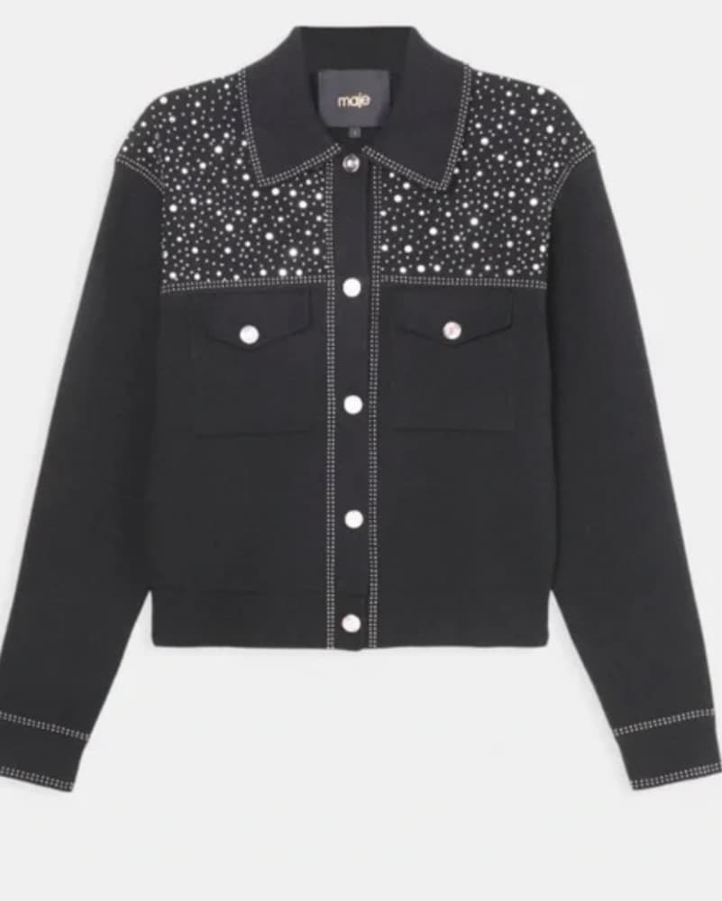 Maje Embellished Jacket With Rinestones - Image 4
