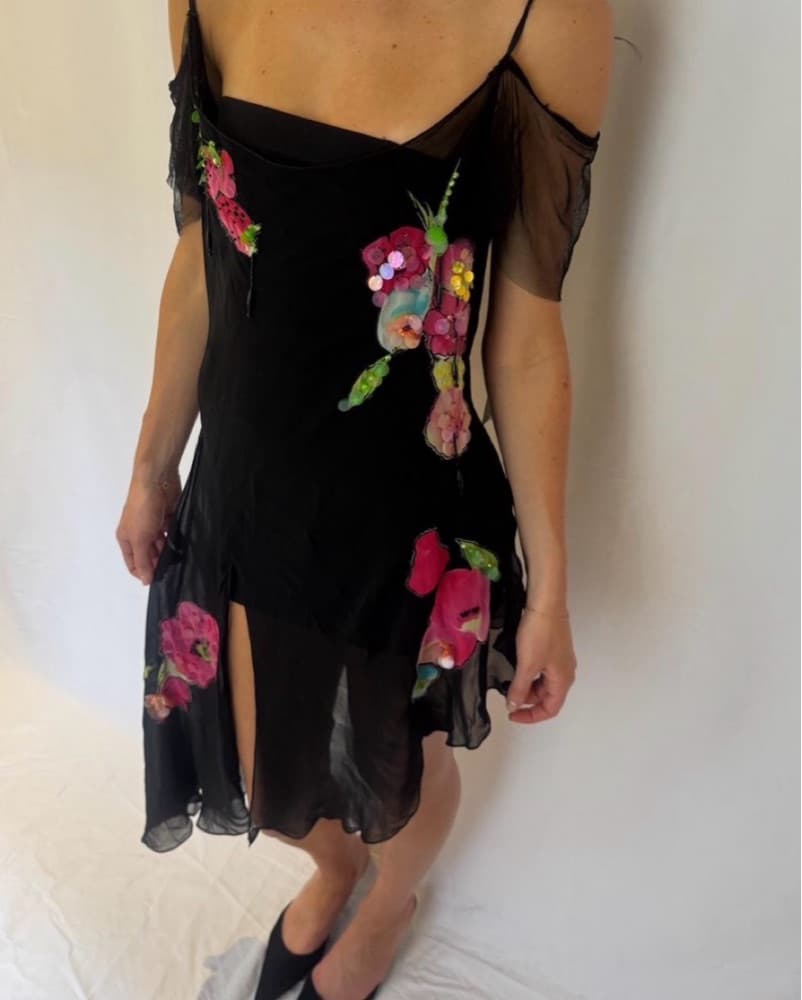 Vintage Beaded Floral Dress - Image 2