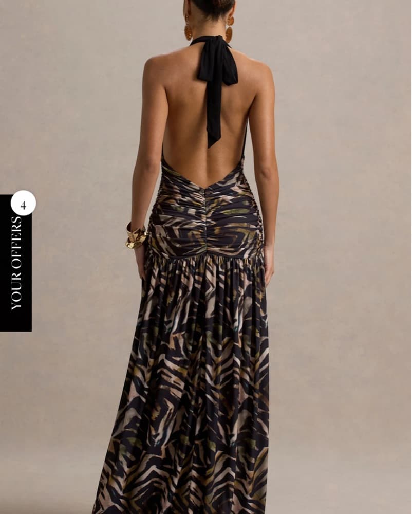 Zebra Print Plunge-Neck Maxi Dress - Image 2