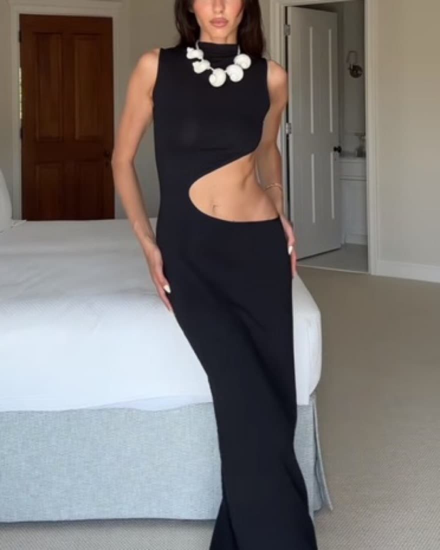 Black Side Cutout Maxi Dress  - Image 2