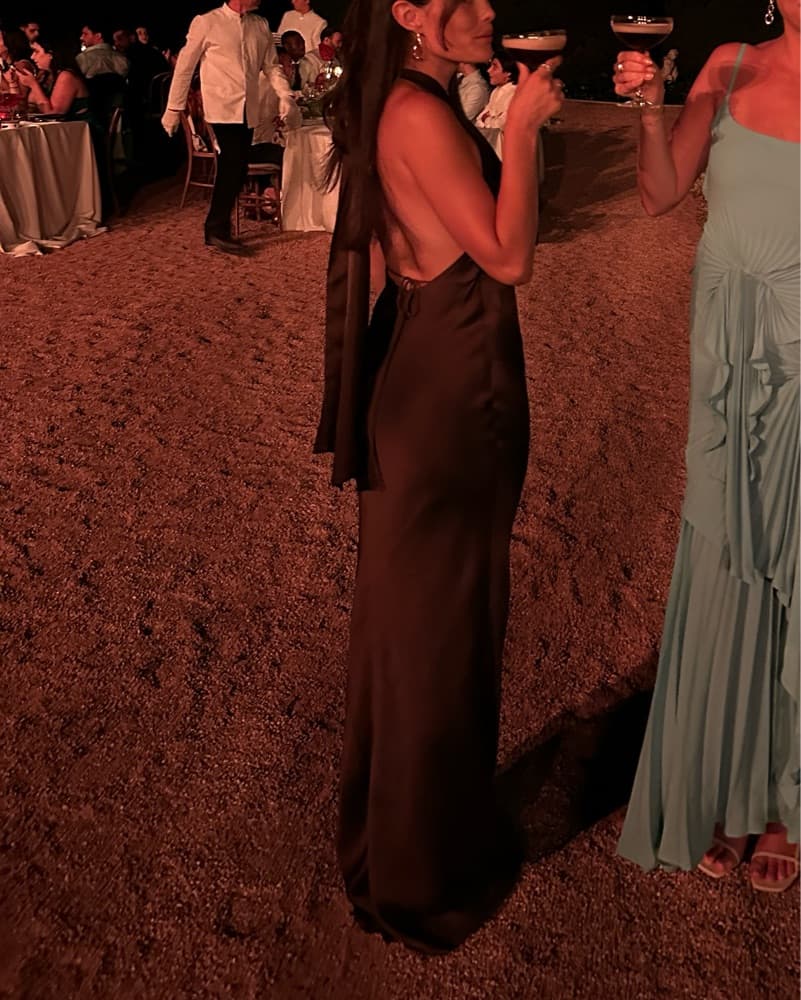 Sau Lee Pearl Satin Plunge Gown - Image 1