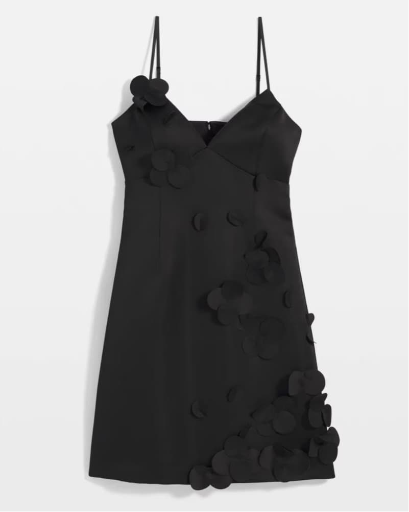 Black Mini Dress with Floral Accents - Image 1