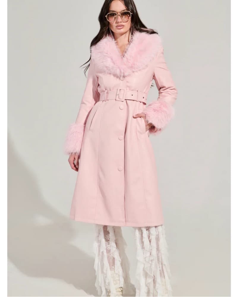 Akira Pink Fur Trench  - Image 1