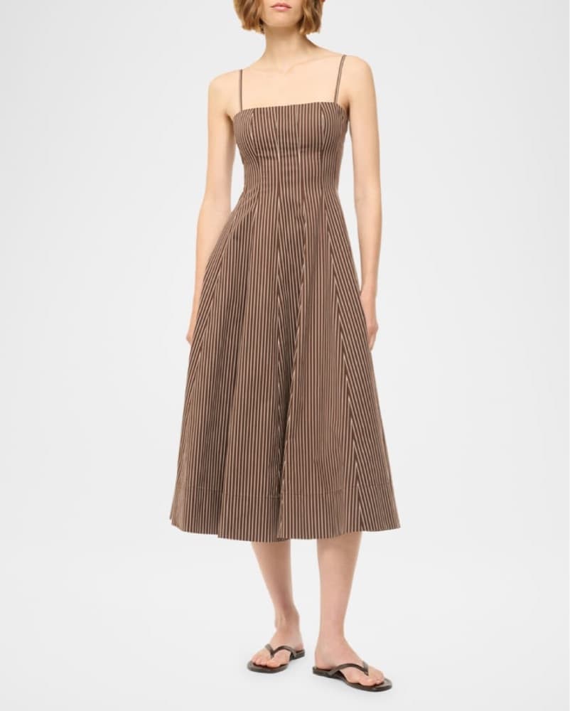Staud Wylie Striped Midi Dress - Image 3