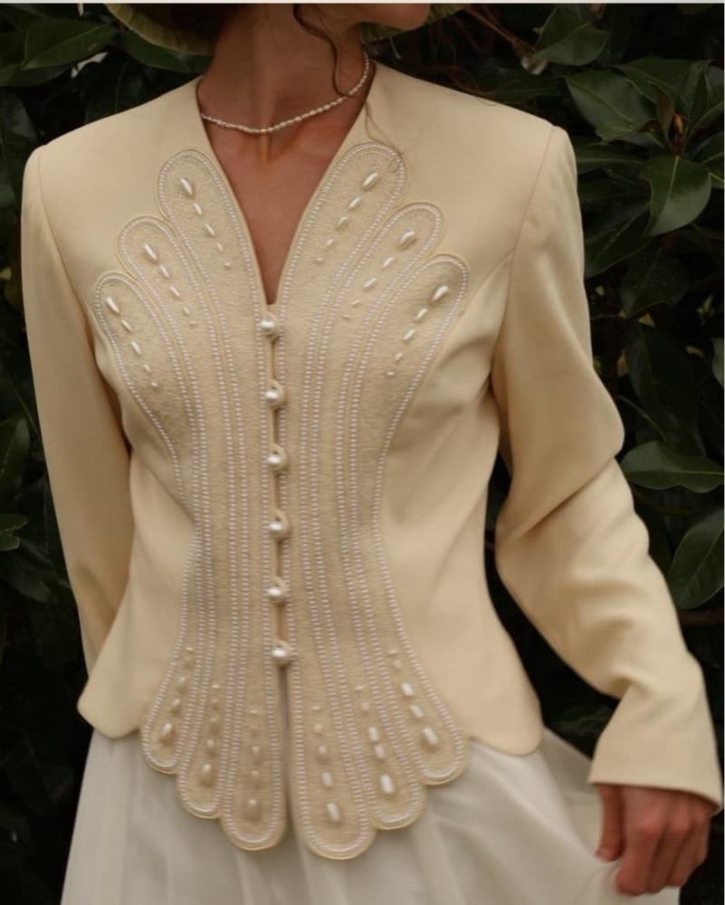 Exquisite Embellished Ivory Occasion Jacket - Image 1