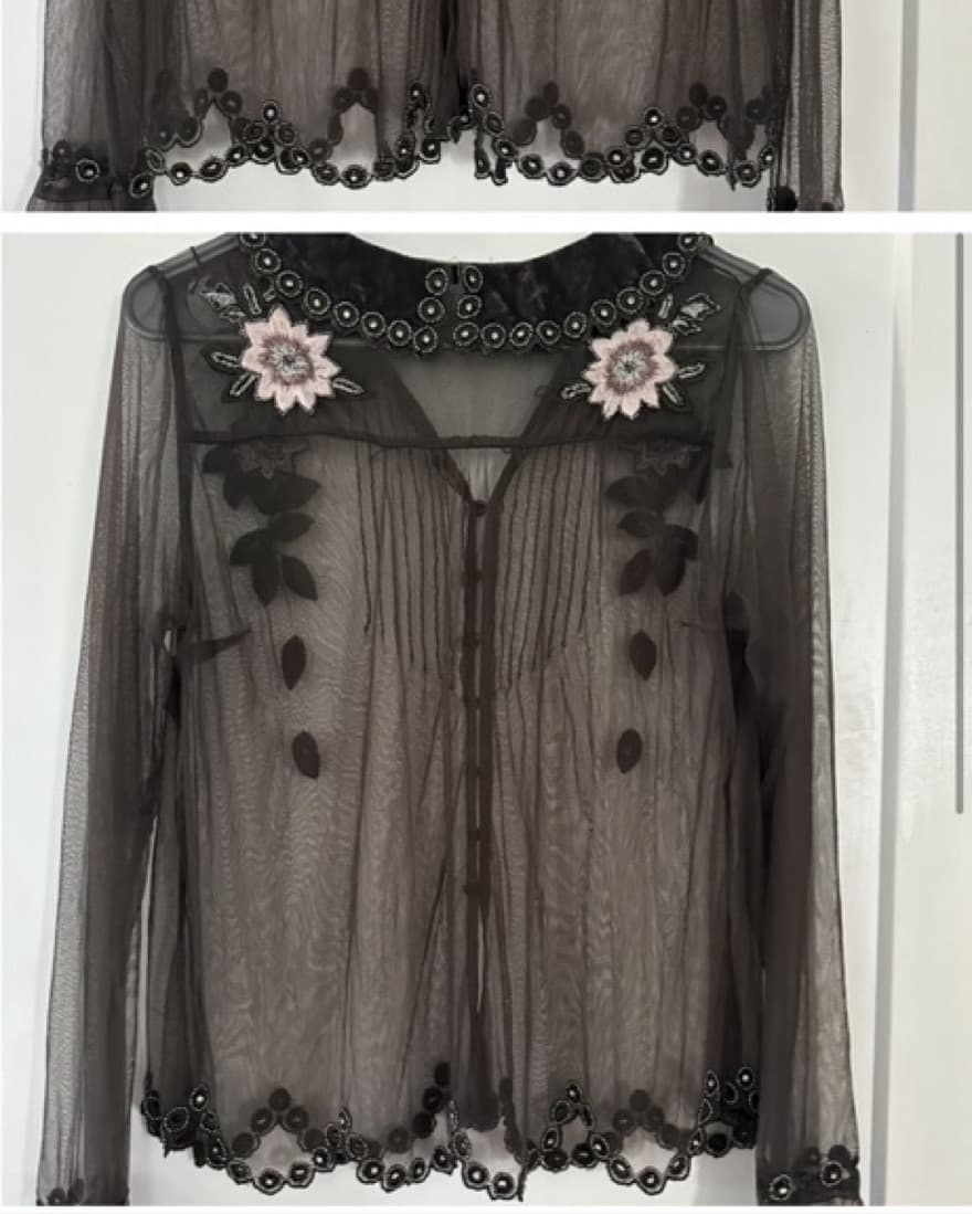 Ethereal Embroidered Mesh Blouse - Image 2