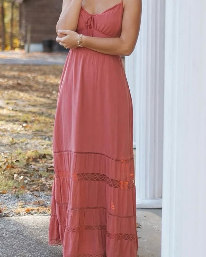 Elegant Coral Maxi Dress - Image 1