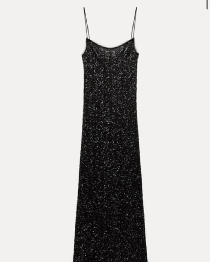 Zara Chocolate Sequin Midi Dress - Image 2