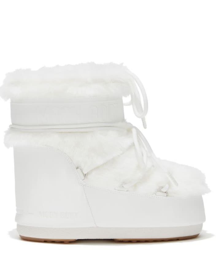 White Faux-Fur Moon Boots - Image 1