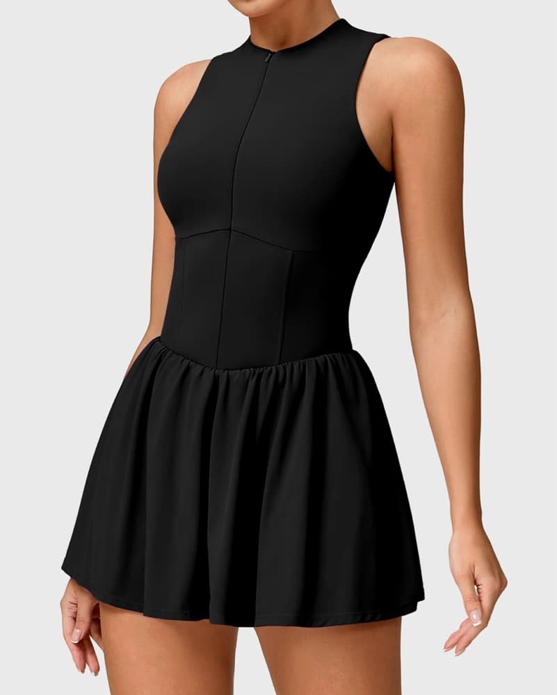 Sleek Black Flared Romper - Image 1