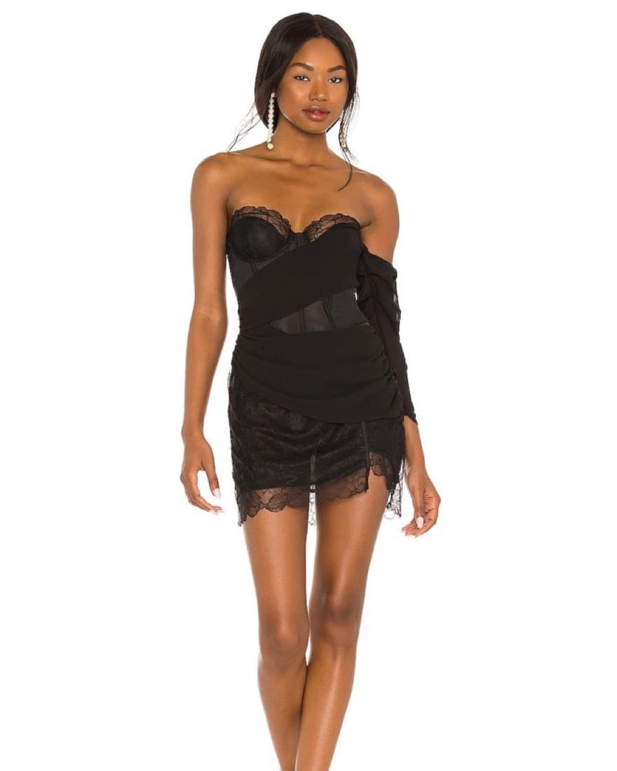 For Love & Lemons Corset Lace Black Mini - Image 1