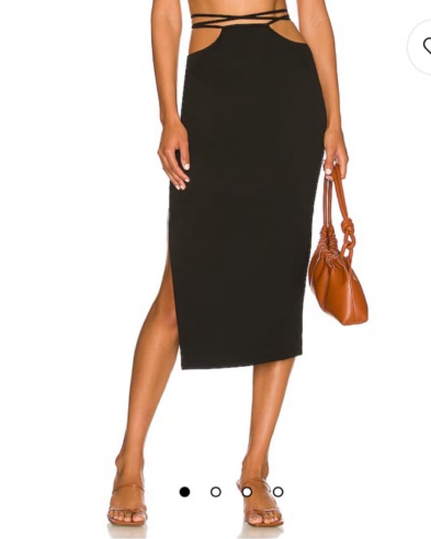 Strappy Black Knit Midi Skirt  - Image 2