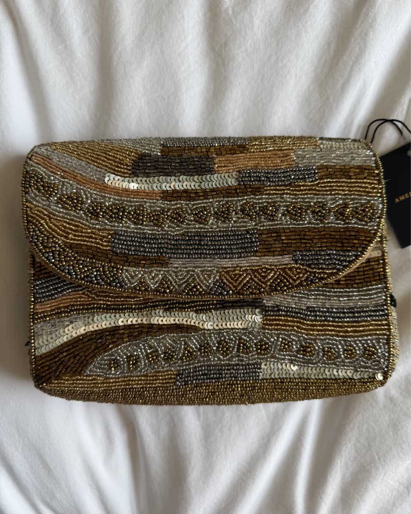Beaded Clutch In Gold And Silver - Image 1
