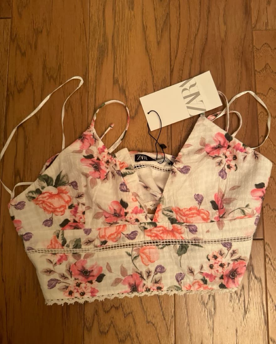 Zara Tie Back Floral Crop Top  - Image 6