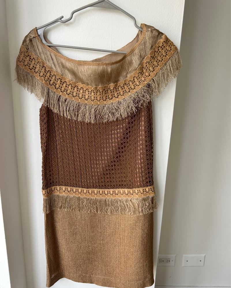 Alberta Ferreti Fringe and Silk Dress - Image 3