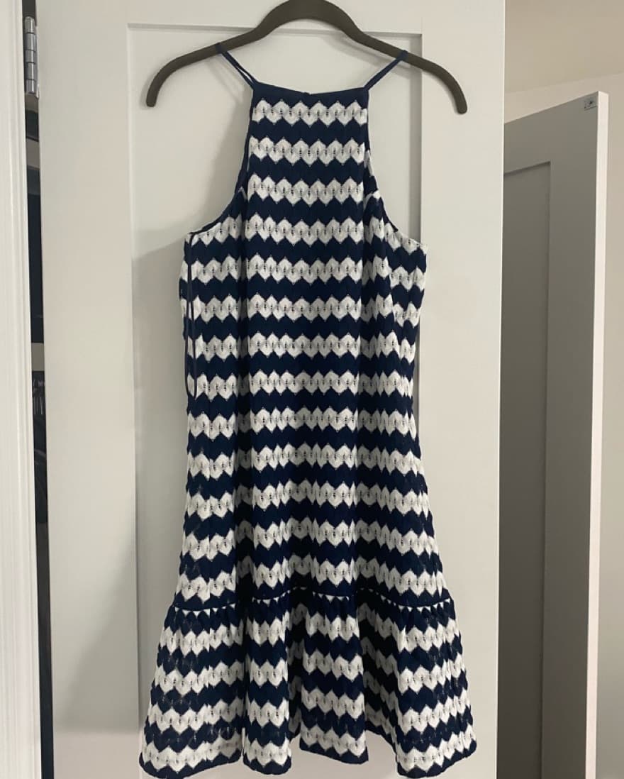 Trina Turk Blue & White Zig Zag Dress - Image 2