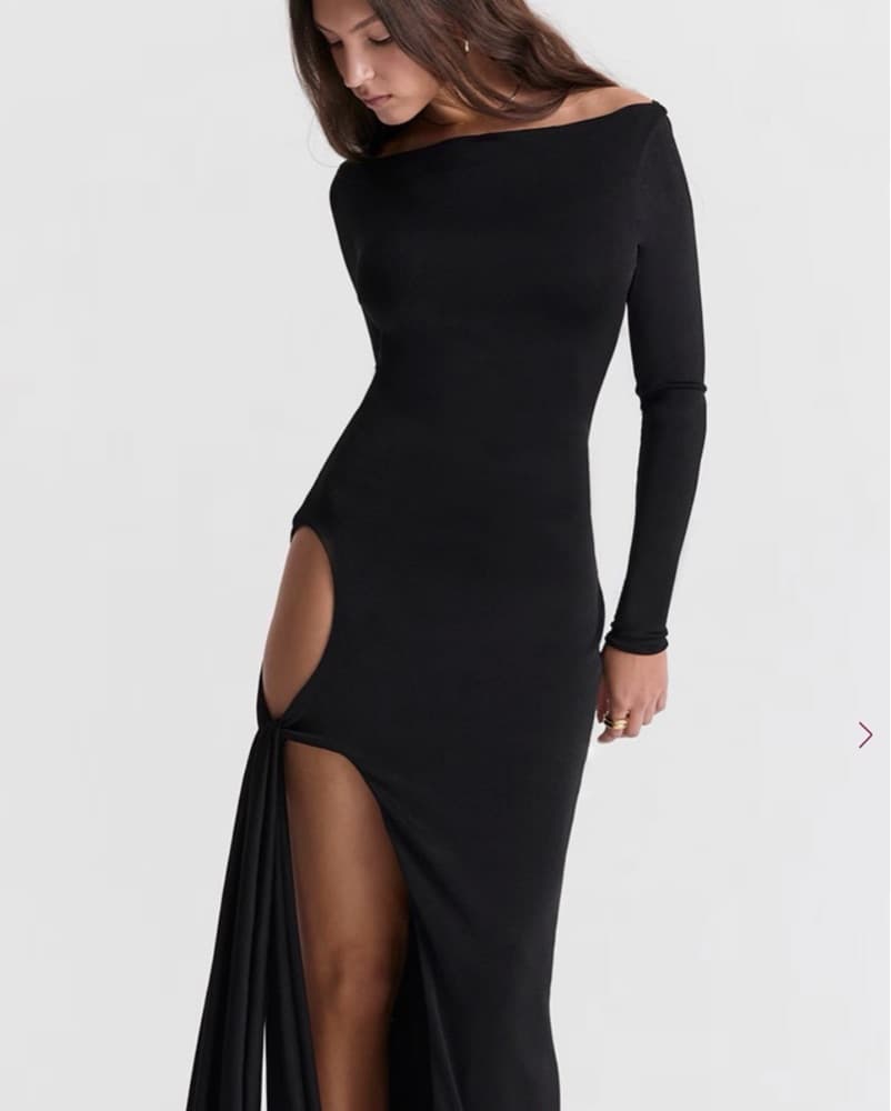 Long Black Dress With Long Sleeves - Image 1