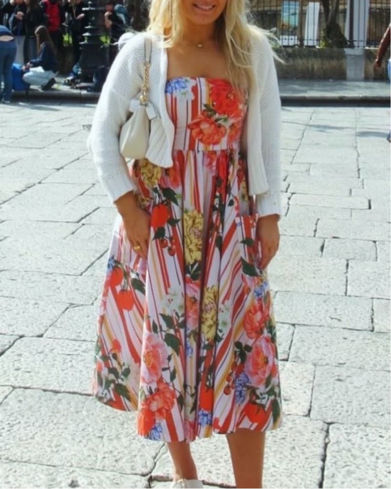 Red Maeve Strapless Printed Midi Dress - Image 2