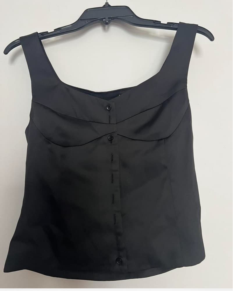 Chic Black Button-Up Corset Style Tank - Image 4