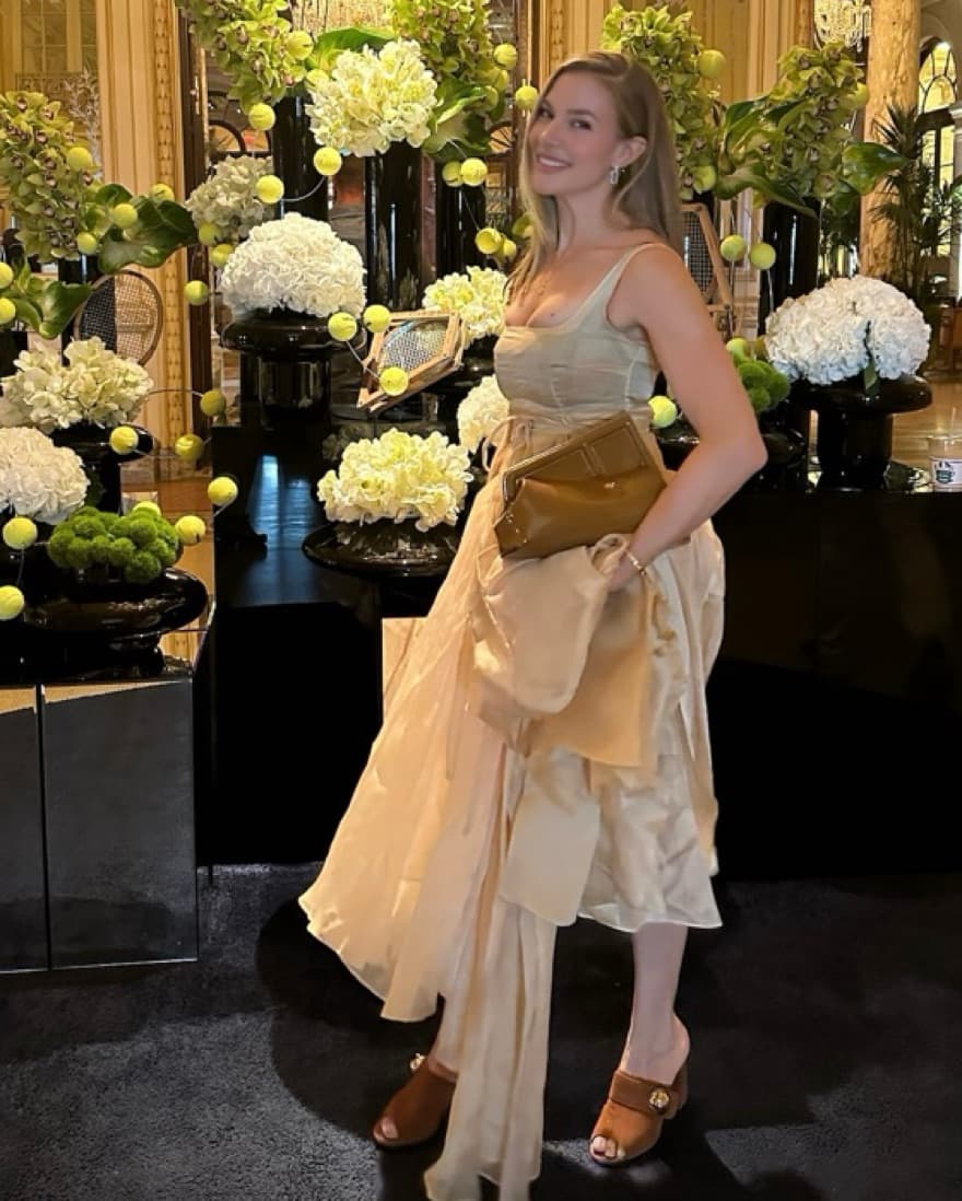 Organdy Pleated Silk Dress - Image 1