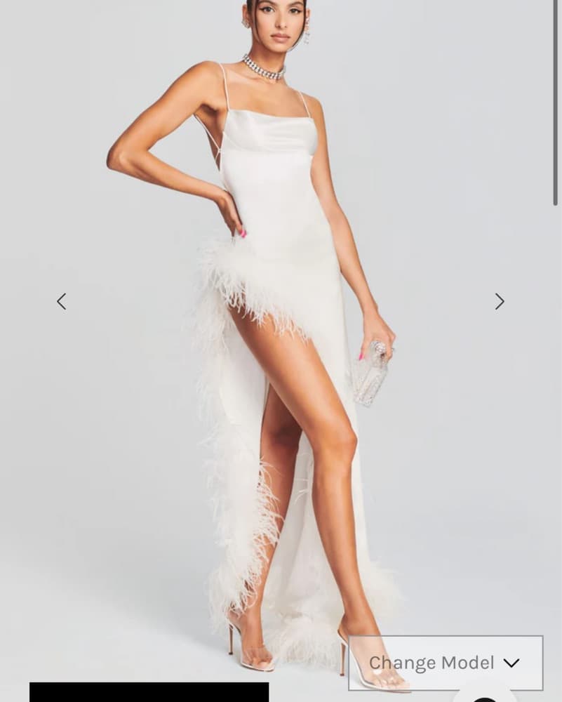 Retrofete Feather Gown with High Slit - Image 1