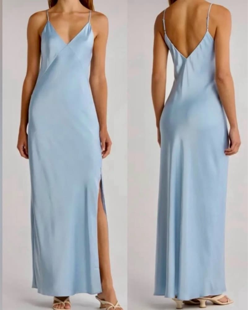 Rag And Bone Blue Satin Maxi Dress - Image 1