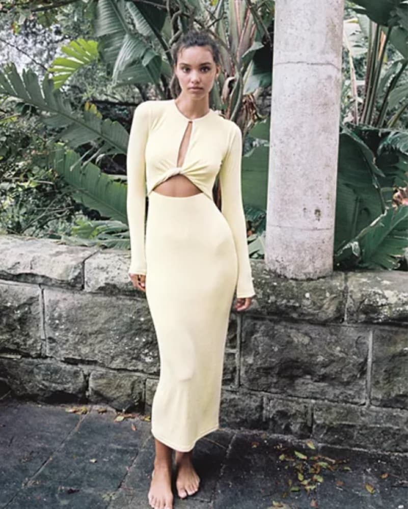 Sleek Twist-Front Cutout Midi Dress - Image 2
