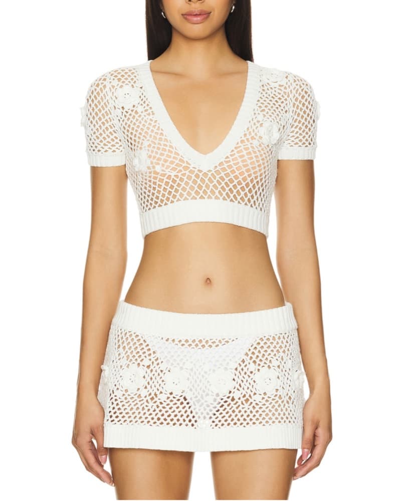 Chic Crochet Crop Top & Mini Skirt Set - Image 3