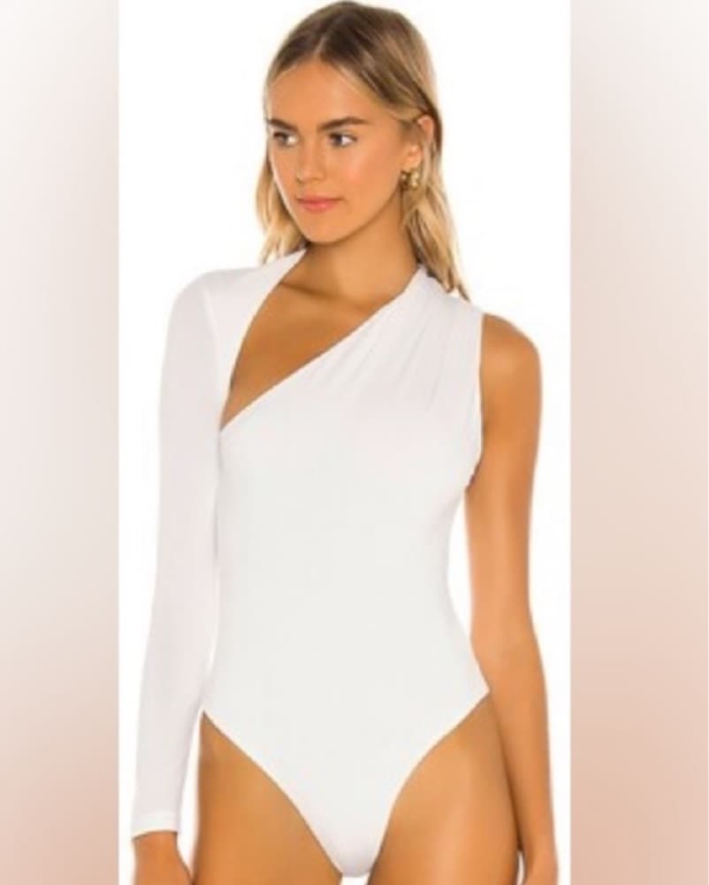 SNDYS One Shoulder White Bodysuit - Image 2