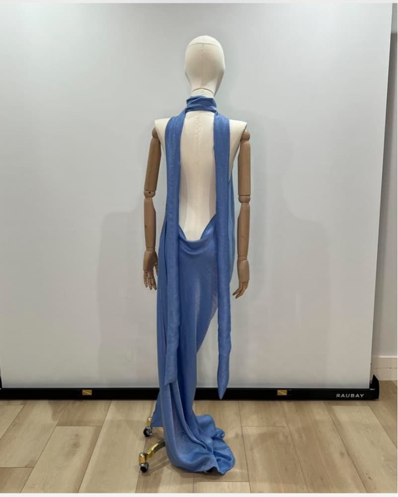Custom Made Blue Satin Dress - Image 4