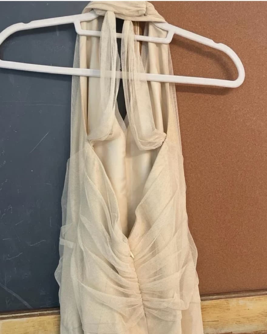 Vintage Vera Wang Cream Halter Dress - Image 2