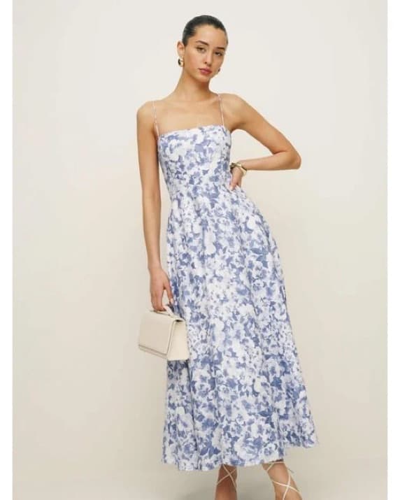 Reformation Monette Linen Larkspur Midi - Image 1