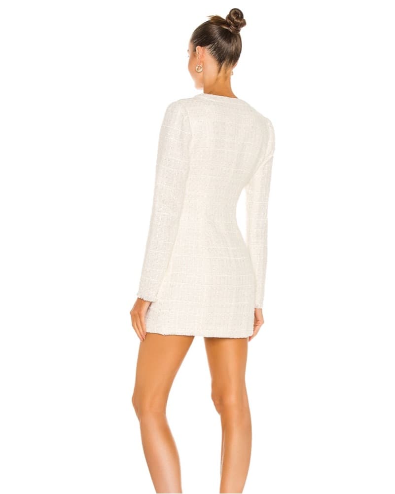 Tweed Ivory Mini Dress - Image 3